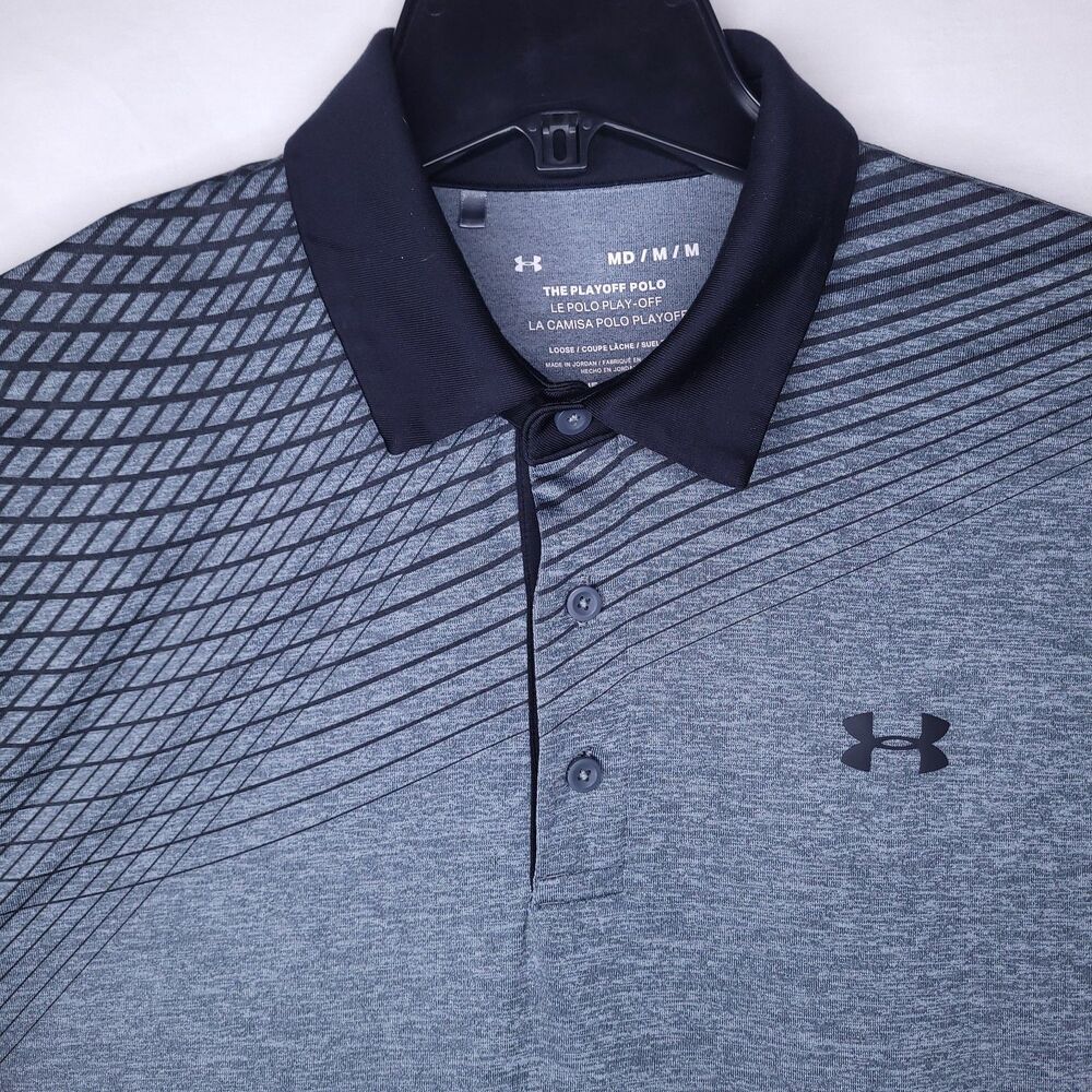 Under Armour Polo Shirt Mens Medium Gray Playoff Loose Performance HeatGear